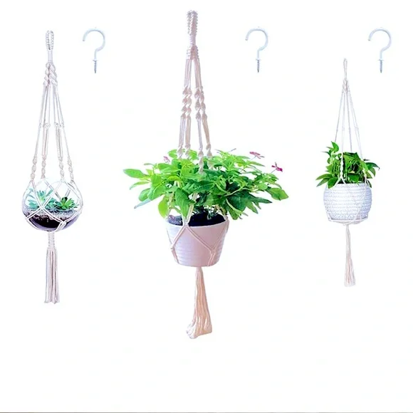 🆕3pc Modern BÖHÖ Macramé Plant Hangers Uniquely Hand Crafted [Indoors/Outdoors]